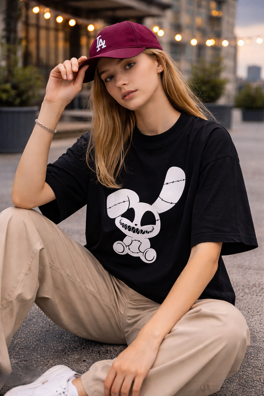 Mad Bunny Graffiti Oversized T-Shirt