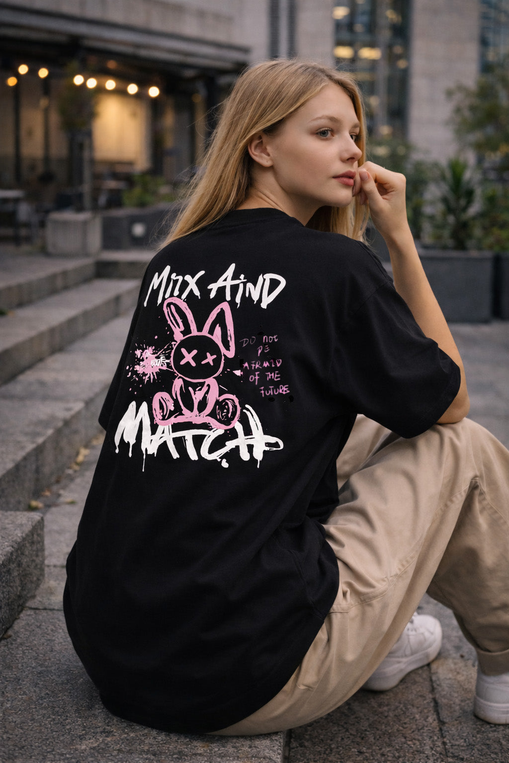 Mad Bunny Graffiti Oversized T-Shirt